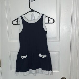 Navy and White Sleeveless Dress